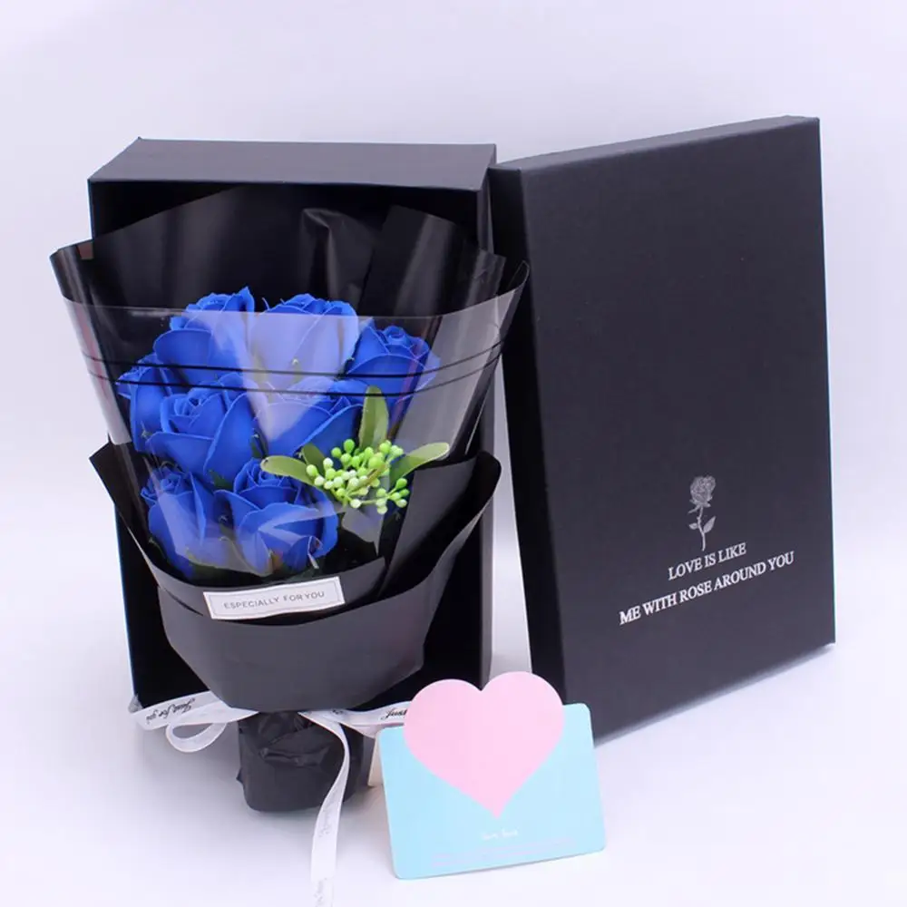 1 Csokor Mesterséges Szappan Rózsa, Szegfű Virág, Valentin-Napi Ajándék, Esküvői Dekoráció szappan virág doboz