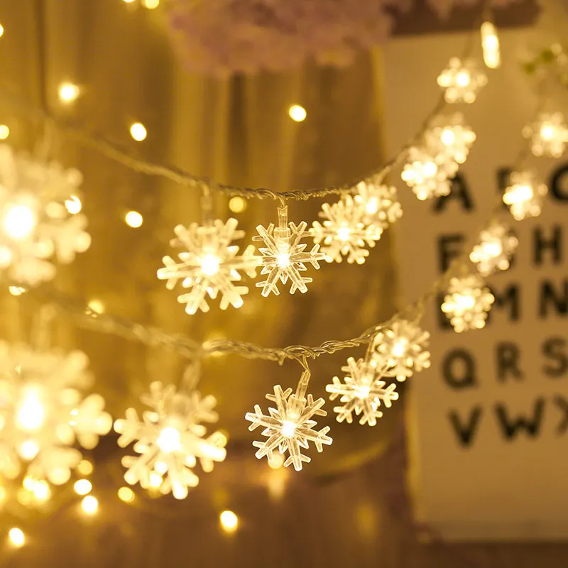 10/20/40 LED Hópehely fényfüzér Ragyogj Füzér elemes Karácsonyi Lámpa Holiday Party Esküvői Dekorációs Tündér Fény
