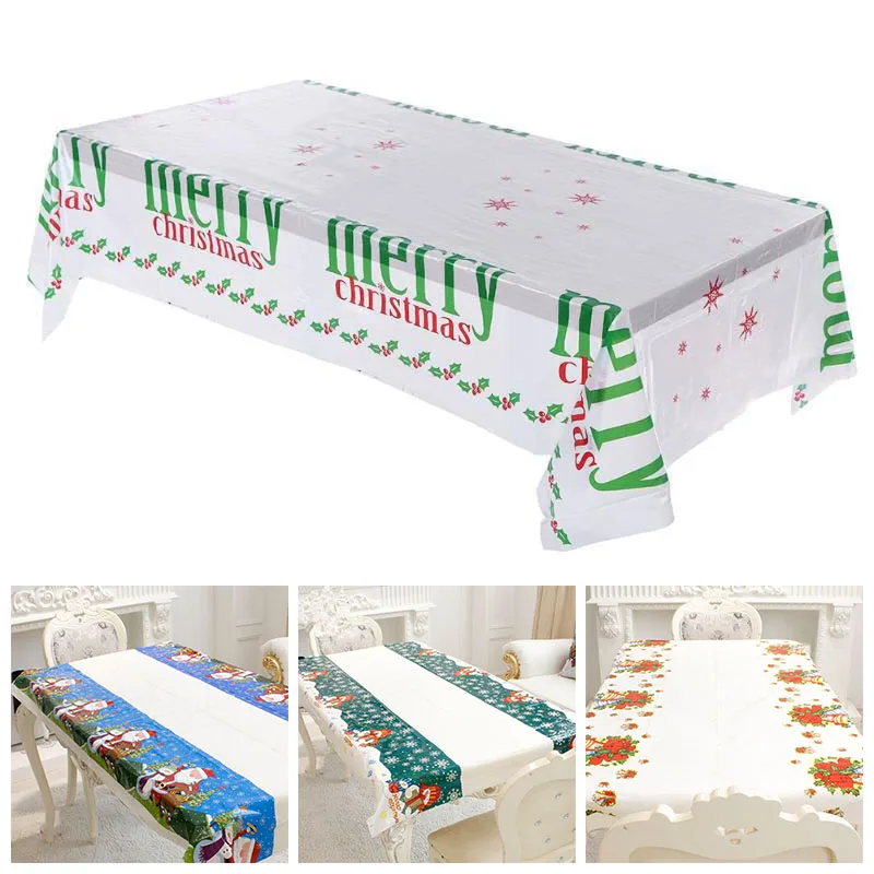 110*180cm Eldobható asztalterítő PVC Karácsonyi Terítő Konyha Mantel terítő Új Év Vacsora Otthon Dekoráció