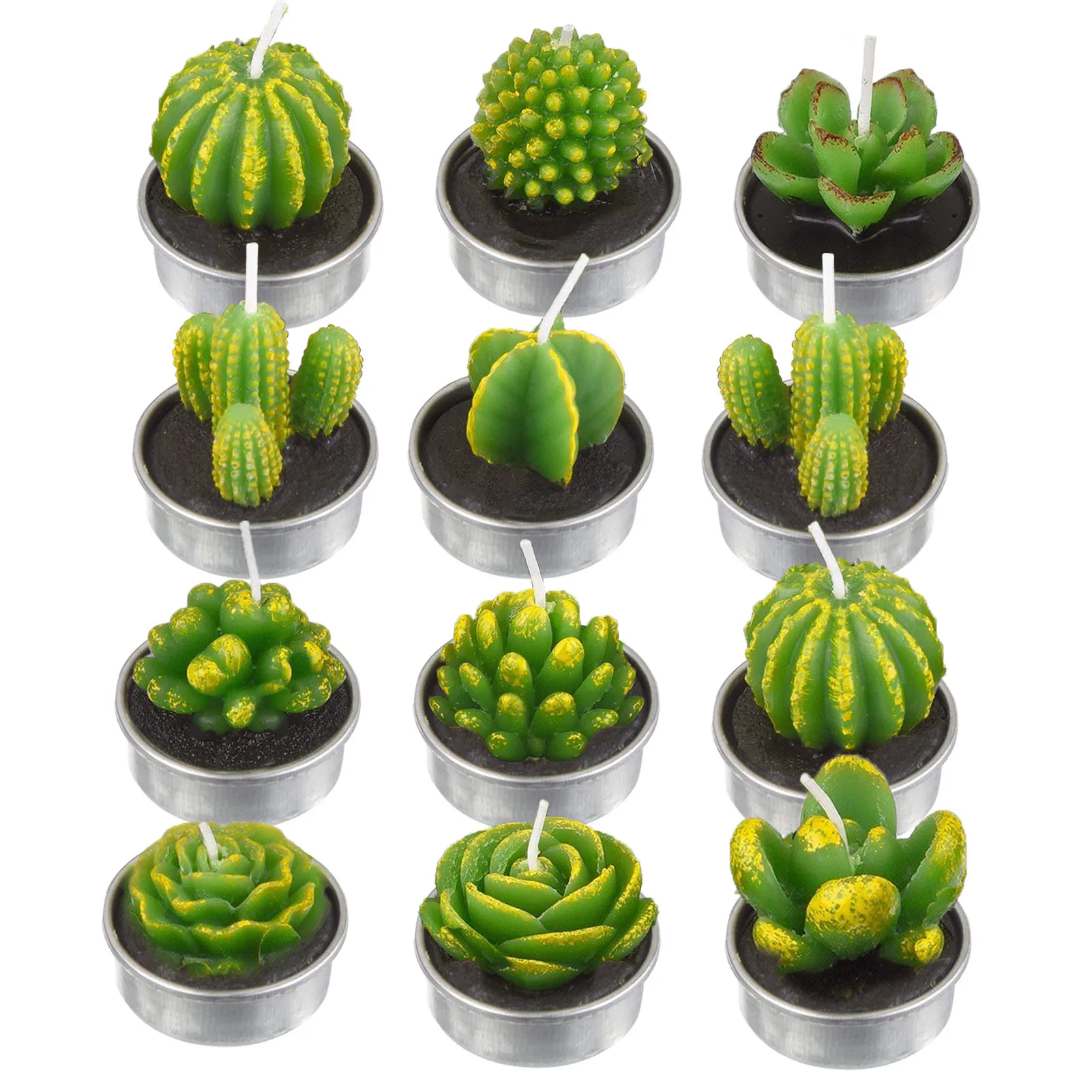 12DB Kreatív 3D Kaktusz Gyertya Szimulált Növények Füstmentes Illatos Valentin Napi Ajándék Fél Dísz, Otthon Dekoráció