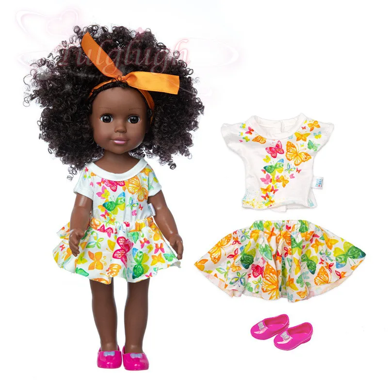 14 hüvelyk 35cm fekete robbanó fej, vékony, női baba Afrikai kis fekete baba gyermek lány játék
