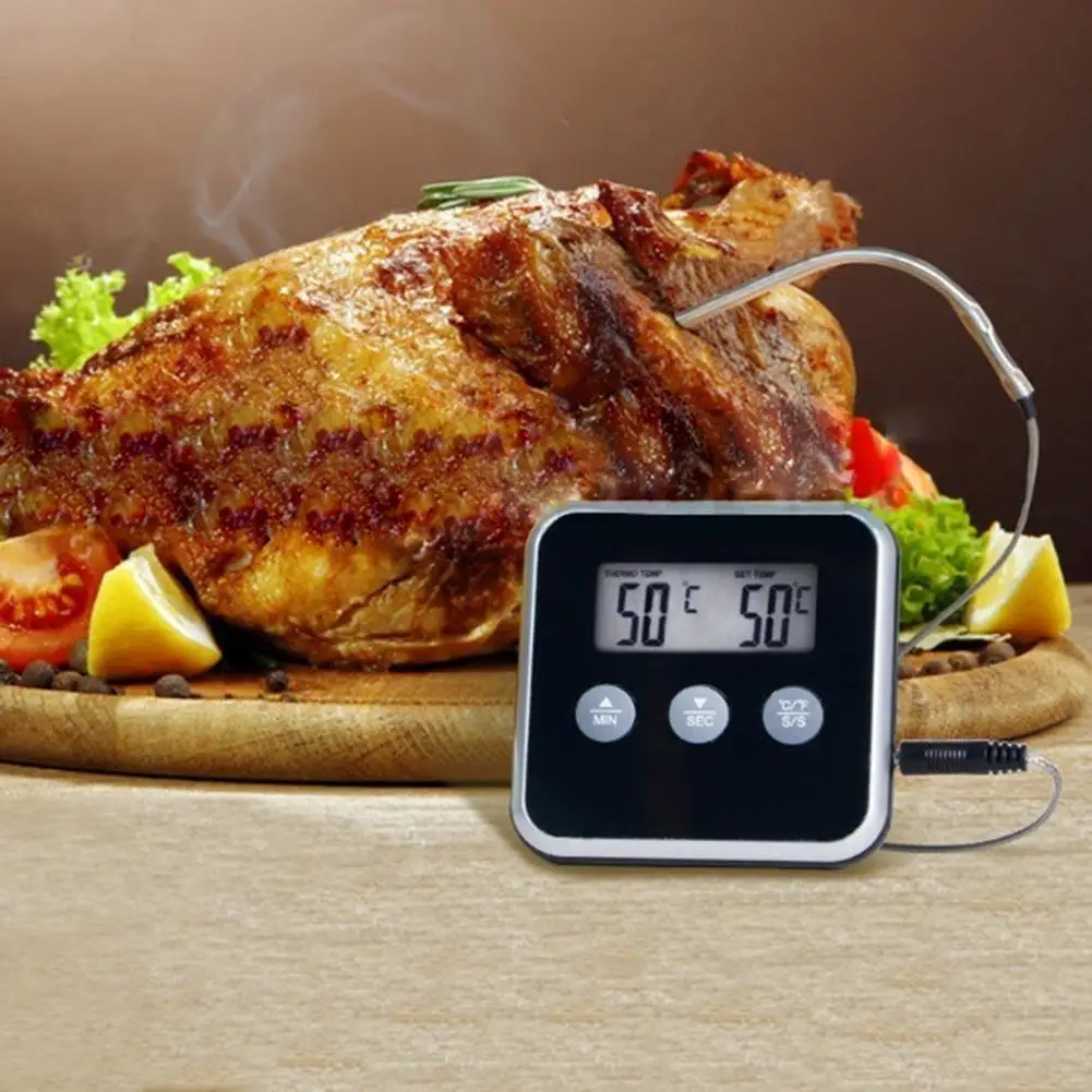 1db Elektronikus LCD Digitális Hús-Hőmérőt GRILL Konyha Főzés Hőmérő Szonda Időzített Háttérfény Sütő Hőmérő
