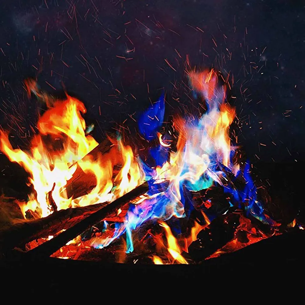 1db Mágikus Lángok Misztikus Tűz Színes Lángok Por Tábortűz Tasak Pirotechnika Trükköt Kerti Kemping Túlélési Eszközök Kép 1 