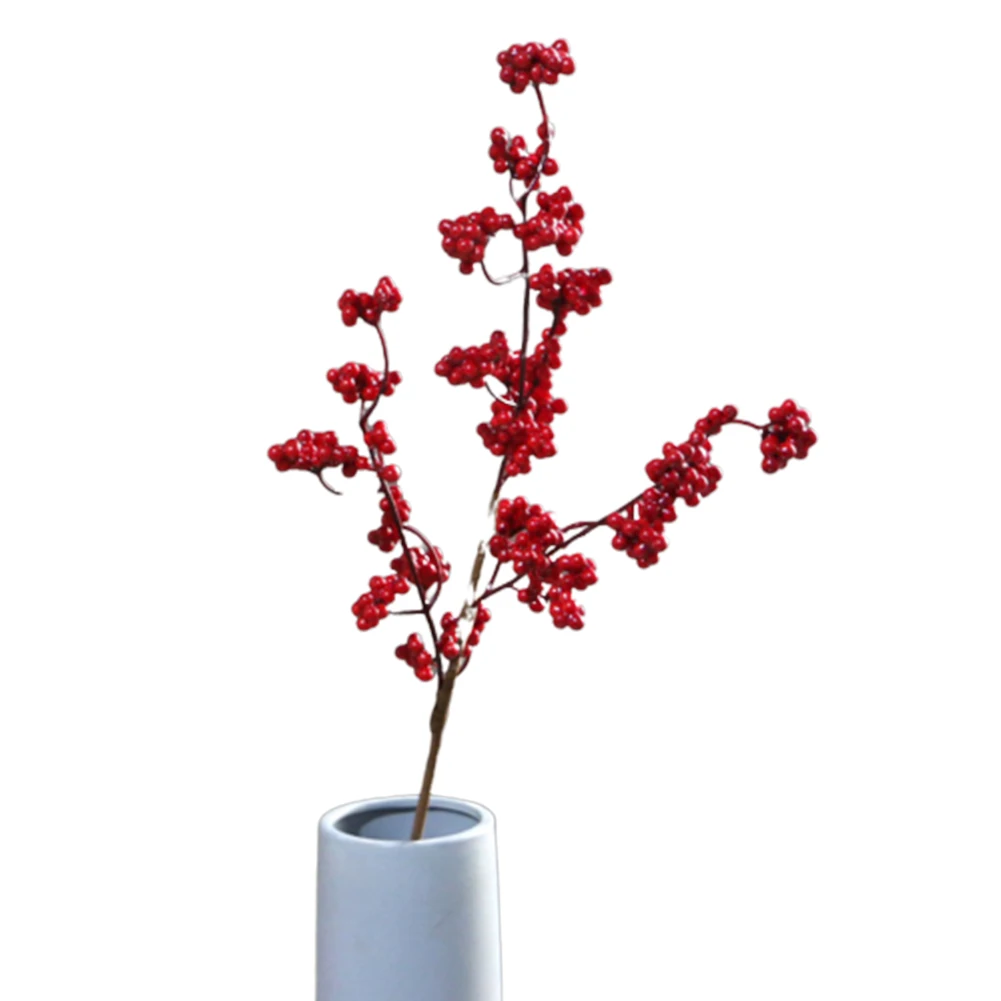 1db Piros Bogyós Ág Holly Gyümölcs Mesterséges Virág Karácsony, Új Év lakberendezés Kép 5 