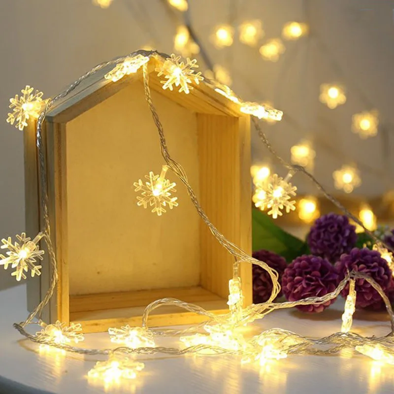 2/5/10M LED Hópehely String tündérfény Garland karácsonyfa Új Évben Terem Valentin Napi Dekoráció Lighys USB Akkumulátor Kép 5 