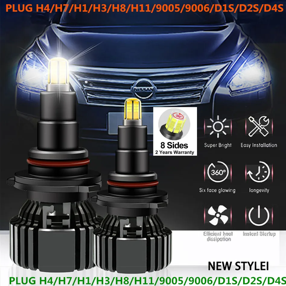 2020-ra az Új Plug&Play Erős Turbo 8 oldalon CSP-Led Autó járművek Fényszóró készlet H1 H4 H7 H8 H11 9005 9006 Futó Fény canbus lámpák