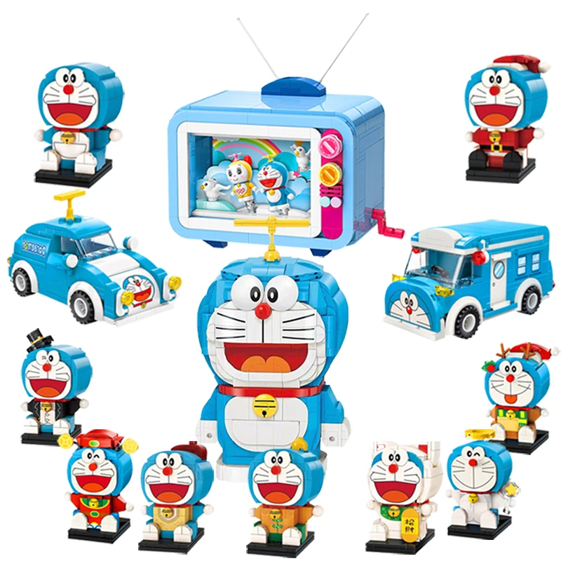 2021 ÚJ Doraemon TV + Busz Modell Film Babák építőkövei DIY Készlet építőelemei Klasszikus Állítsa be a Gyerekek Születésnapi Ajándék, Játék, Ajándék