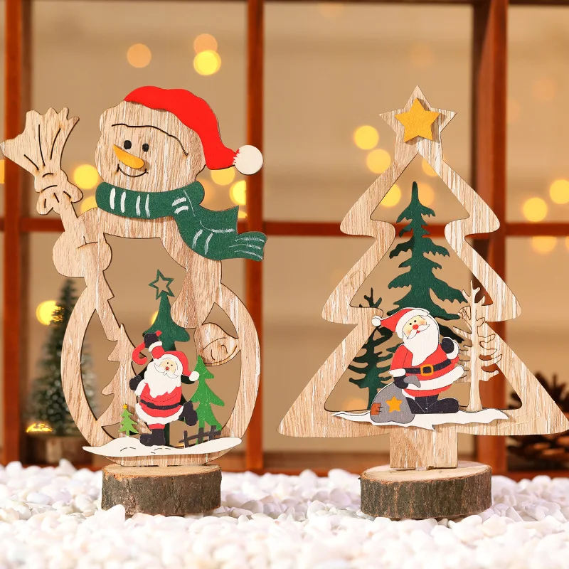 2022 Új Karácsonyi Fából készült Medálok Aranyos Fa Kézműves karácsonyfa Díszek Haza DIY Karácsonyi Ajándékokat a Gyerekek a Játékok Új Év Kép 2 