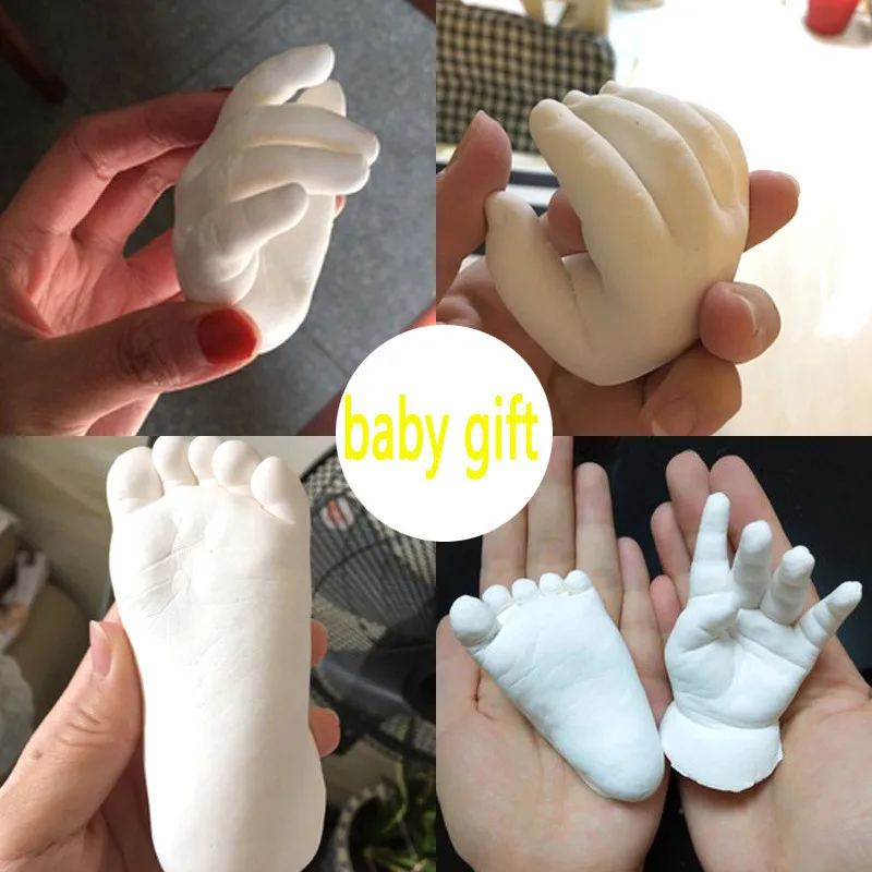 3D Kézzel készített Baba Kéznyomok Lábnyomok Modell Por Ajándékok Penész DIY Kéz-Láb Casting Kit Klón Por Meghatározott Gyermek Növekedési Emlékmű Kép 1 