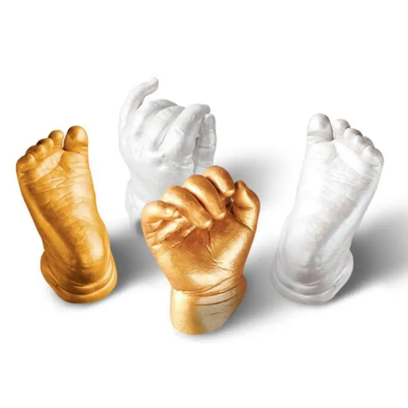 3D Kézzel készített Baba Kéznyomok Lábnyomok Modell Por Ajándékok Penész DIY Kéz-Láb Casting Kit Klón Por Meghatározott Gyermek Növekedési Emlékmű Kép 4 