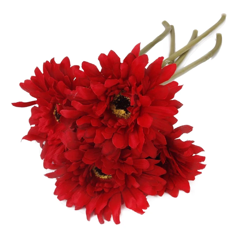 5 darab mesterséges virágokat Gerbera Gaensebluemchen Piros Kép 0 