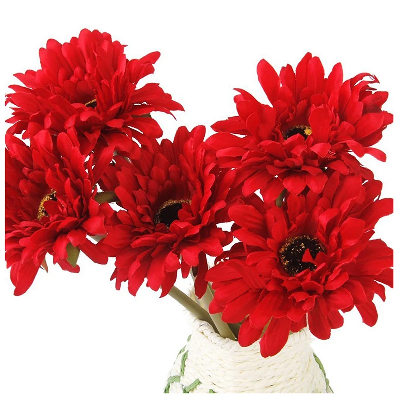 5 darab mesterséges virágokat Gerbera Gaensebluemchen Piros Kép 3 