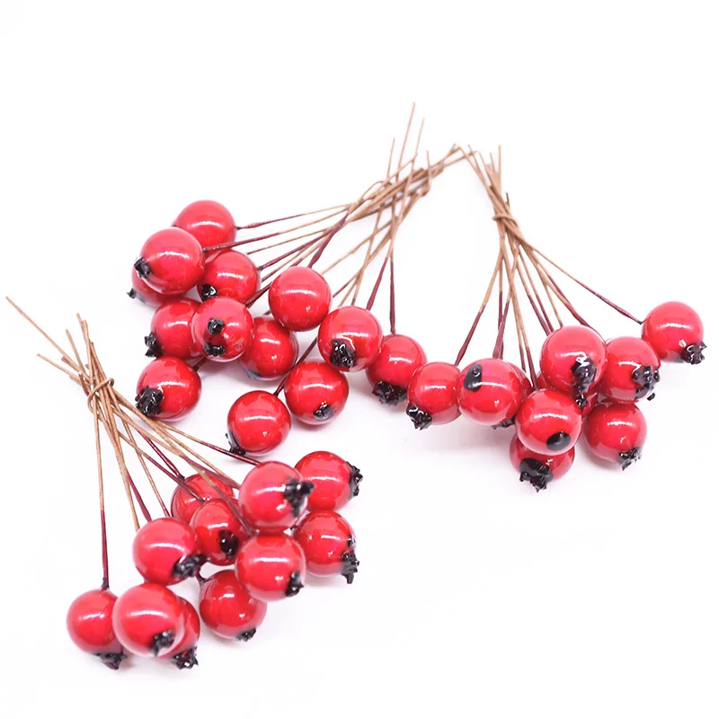 50Pcs 10mm Mesterséges Virág Piros Gyümölcs Porzó Cseresznye Karácsonyi Műanyag Gyöngy, Bogyók Esküvői DIY Ajándék Doboz Díszített Koszorú