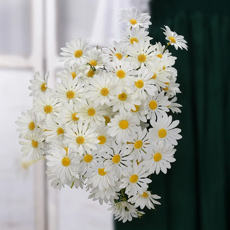 52cm Romantikus Esküvői Dekoráció Fehér Daisy Csokor Virág Mesterséges Virágot Valentin Nap, Évforduló Dekoráció Valentin-Ajándék
