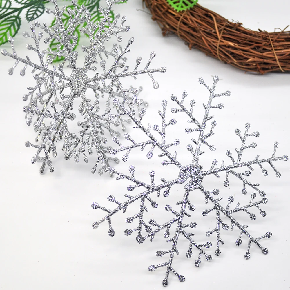 6DB csillogó három-dimenziós hópehely karácsonyfa díszítés, 3D-s medál, hogy üdülési new year party dekoráció Kép 1 