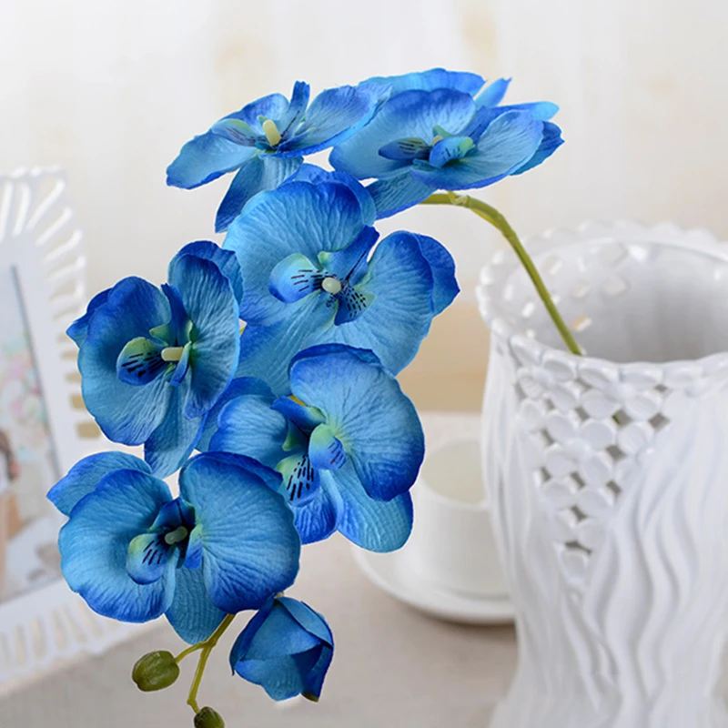 8 Fej Mesterséges Pillangó Orchidea Hamis Phalaenopsis Csokor Igazi Érintse Meg A Virágok, Esküvői Otthoni Dekoráció