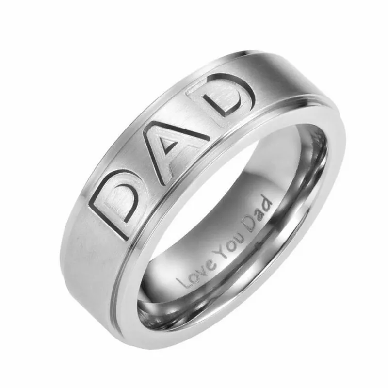 8 mm-es Rozsdamentes Acél Gyűrű, Férfi Ezüstös Levelet Apa Gyűrűk Férfi Divat Ékszerek Vintage Egyszerű Gyűrű, Férfi Férfi Kerek Gyűrű Ajándék 2021