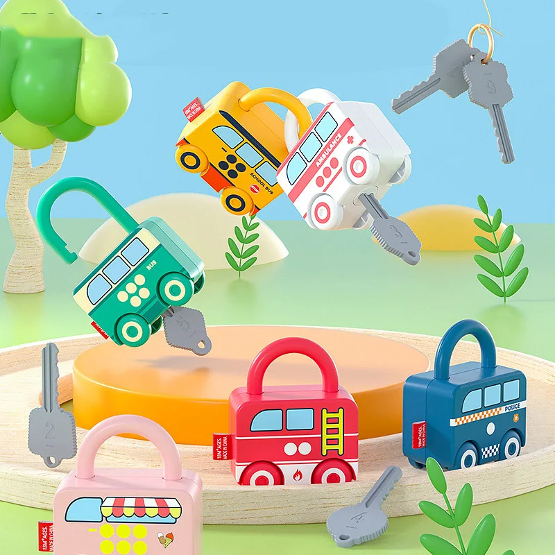 A Gyerekek Montessori Rajzfilm Autó Zár Játékok Digitális Kulcs Megfelelő Érzékszervi Oktatási Oktatási Segédanyagok Tanulás Feloldása, Mintha Játék