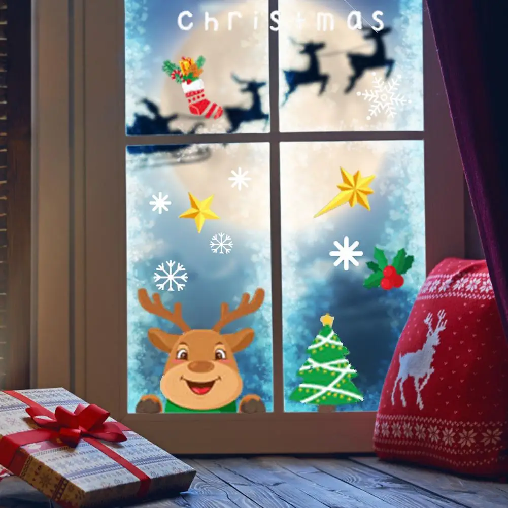 Ablaküveg Beillesztés Karácsonyi Party Díszek, Mikulás, Karácsony Ablak Ragaszkodik A Téma Fél Üveg Matricák Windows