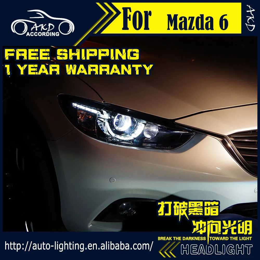 AKD Autó Hajformázó Fej Lámpa Mazda 6 Fényszóró 2017-Re Új Design Mazda 6 Atenza DRL LED H7 D2H Hid Lehetőség Angel Eye Bi Xenon Sugár