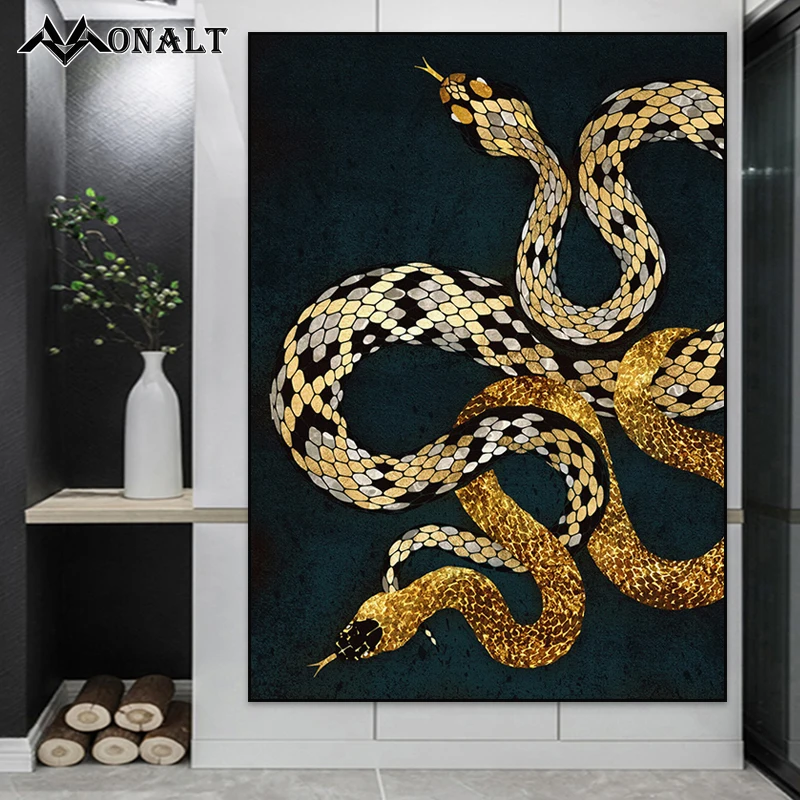 Arany Tengeri Kígyó Medúza Bálna Polip Absztrakt Művészet Plakát Tengeri Állat Hal Vászon Festmény Luxus Nappali Wall Art Kép