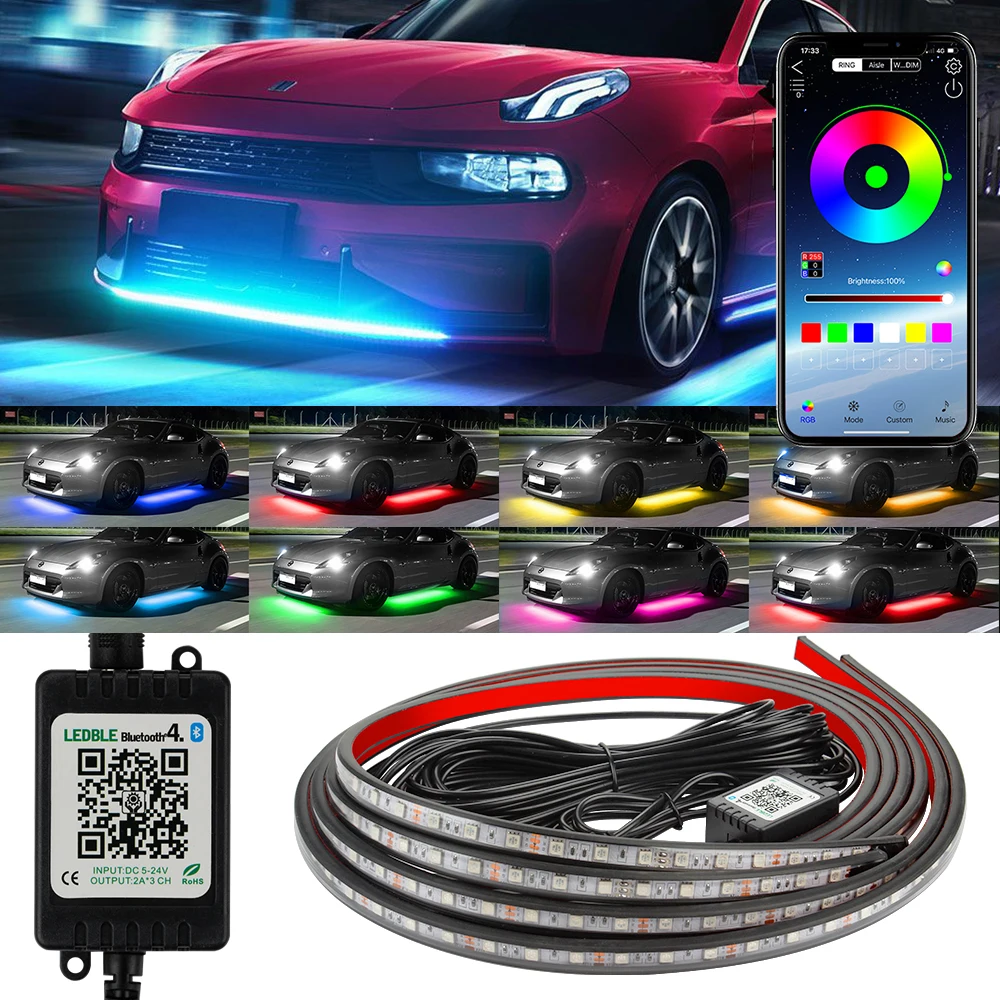 Autó Rugalmas Underglow Szalag LED Underbody RGB Neon Fények APP Távirányító Automatikus Dekoratív Környezeti levegőbe Lámpa