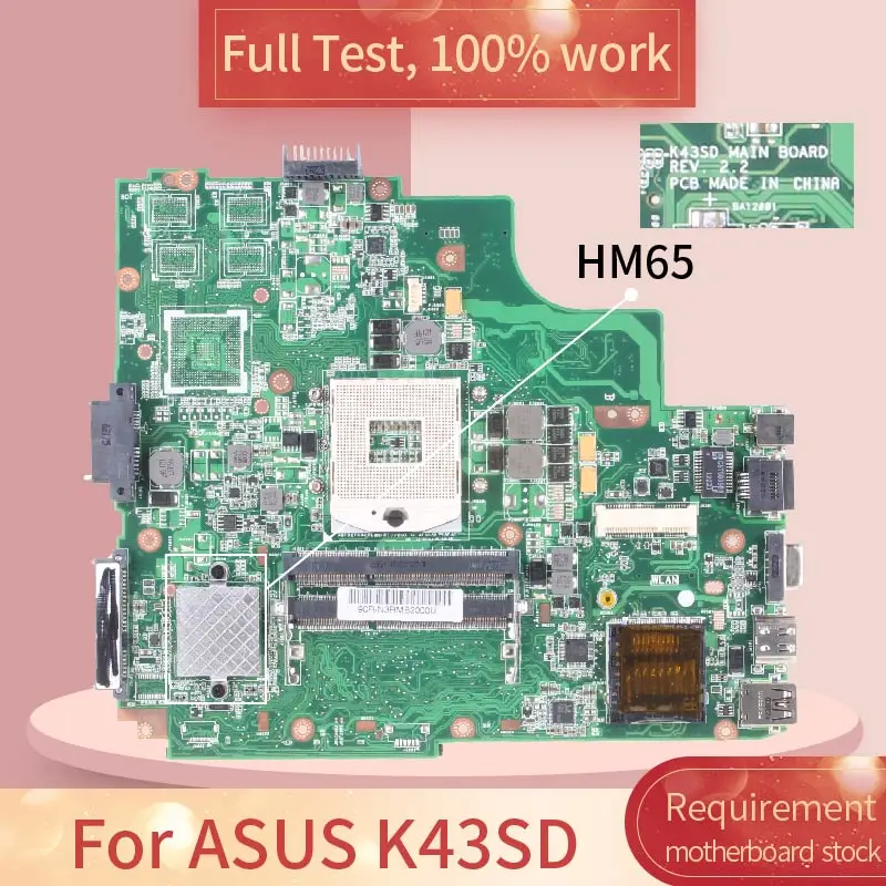 Az ASUS K43SD rev2 szerint.2 HM65 DDR3 Notebook alaplap Alaplap teljes teszt 100% - os munka