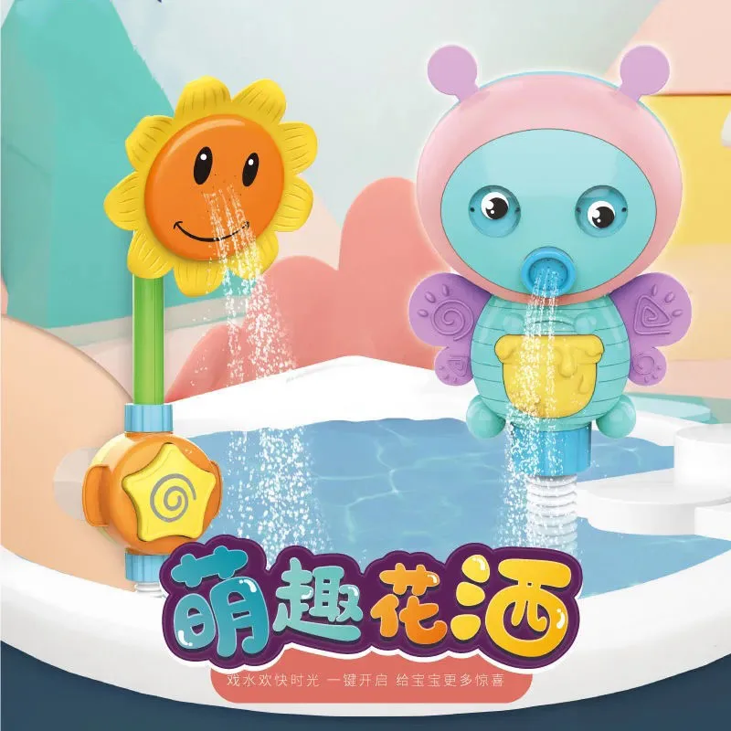 Babaváró fiú lány napraforgó kis méh zuhany vízpermet elektromos gyermekek kád fürdővíz játék