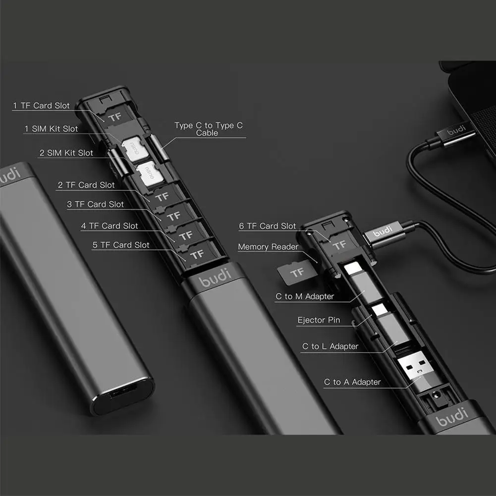 Budi Multi-funkcionális Kábel Stick Multi-Kábel 6 Típusú Kábel SIM-KIT TF Kártya memóriakártya-Olvasó A Telefon Bölcső Átalakító