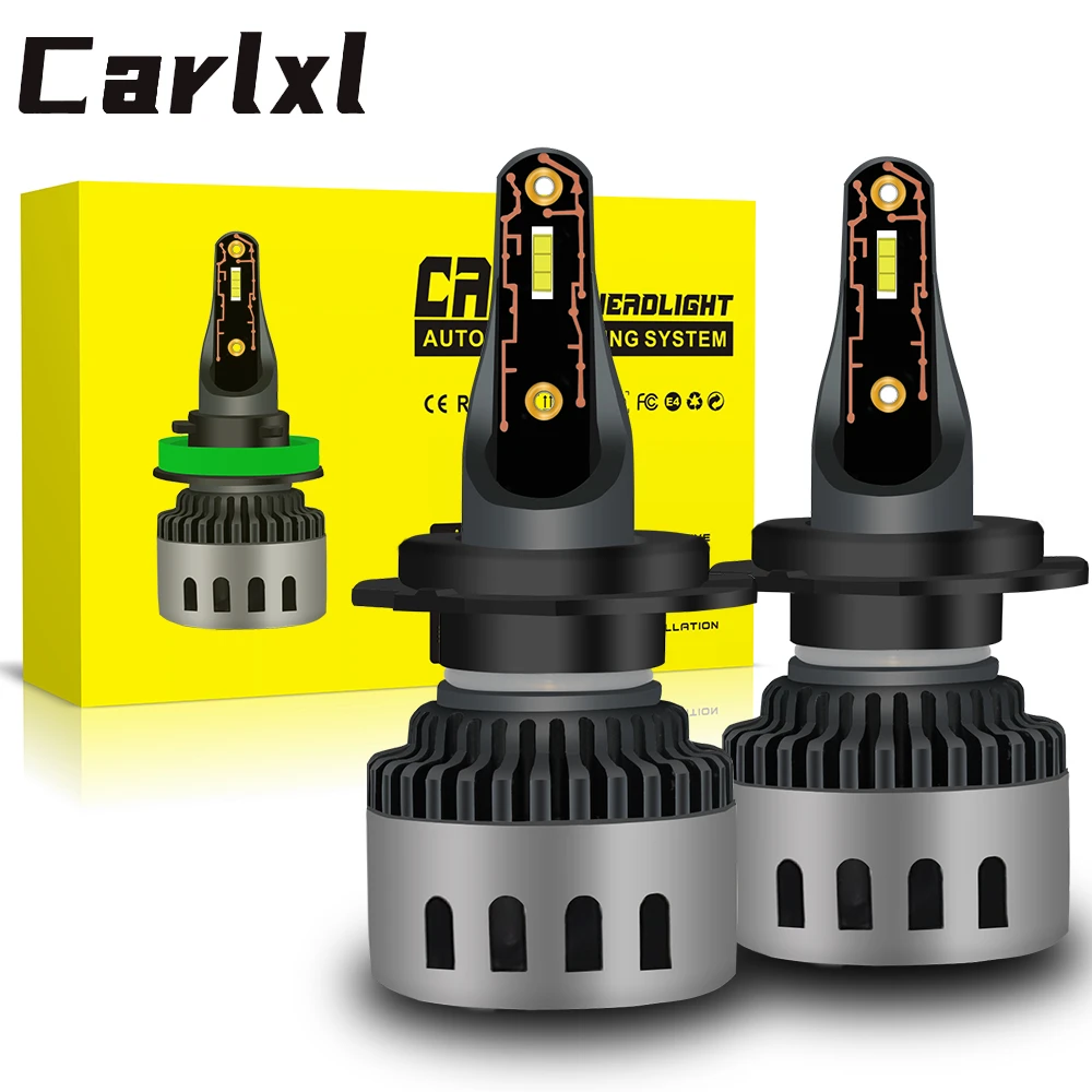 Carlxl Mini Lampada H4 H7 LED Autó Fényszóró 20000LM 6000K Lámpa H1 9005 HB3 HB4 9006 H8 H9 H11 Ködlámpa Izzó Automatikus Fényszóró 12V