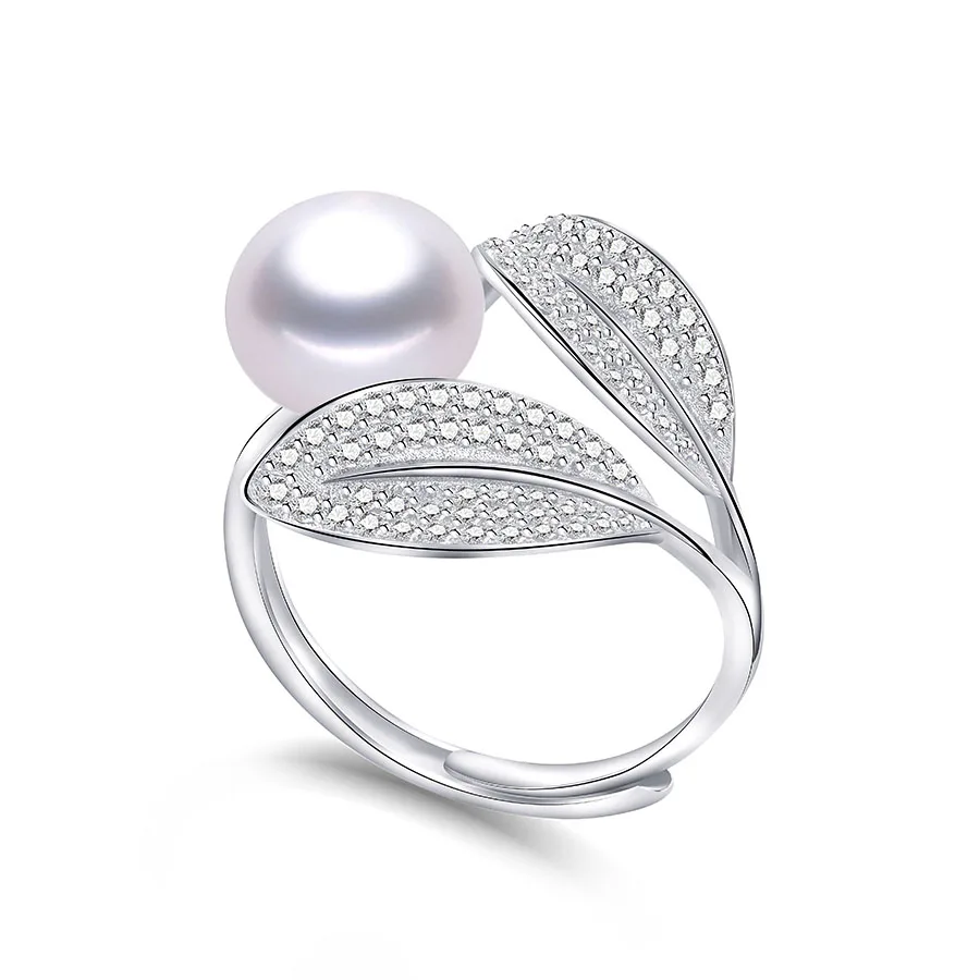 Dainashi 2021 Új Érkezés Nők Levelek 925 Sterling Ezüst Ékszer, Gyűrű,9-10mm Természetes Édesvízi Gyöngy, Kiváló Minőségű