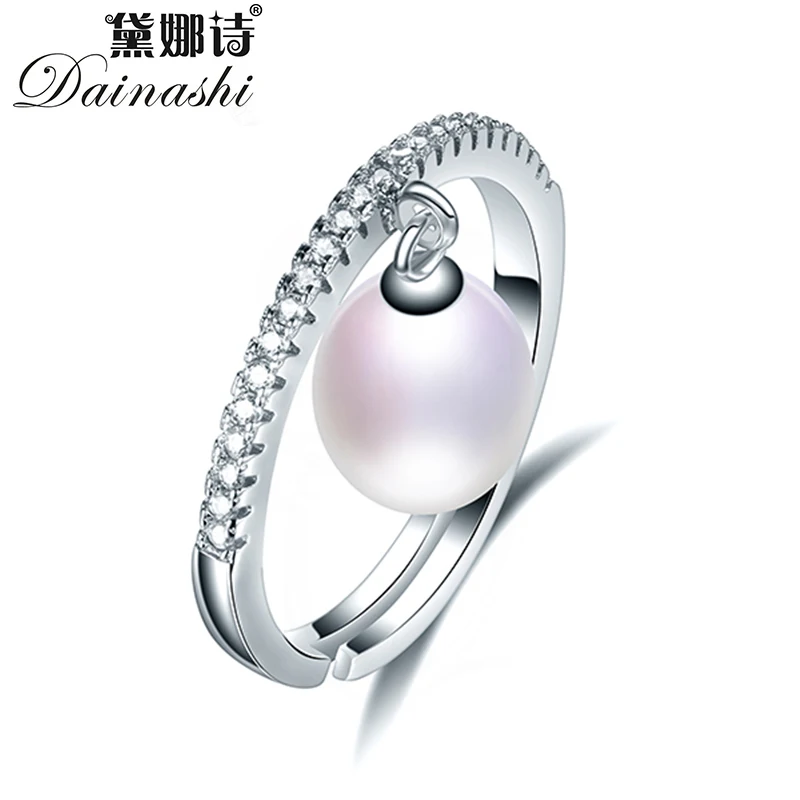 Dainashi Új Design 100% - os Valódi Édesvízi Tenyésztett Gyöngy, Gyűrű, 925 Sterling Ezüst Aranyozott Kristály Állítható Gyűrű a Nők