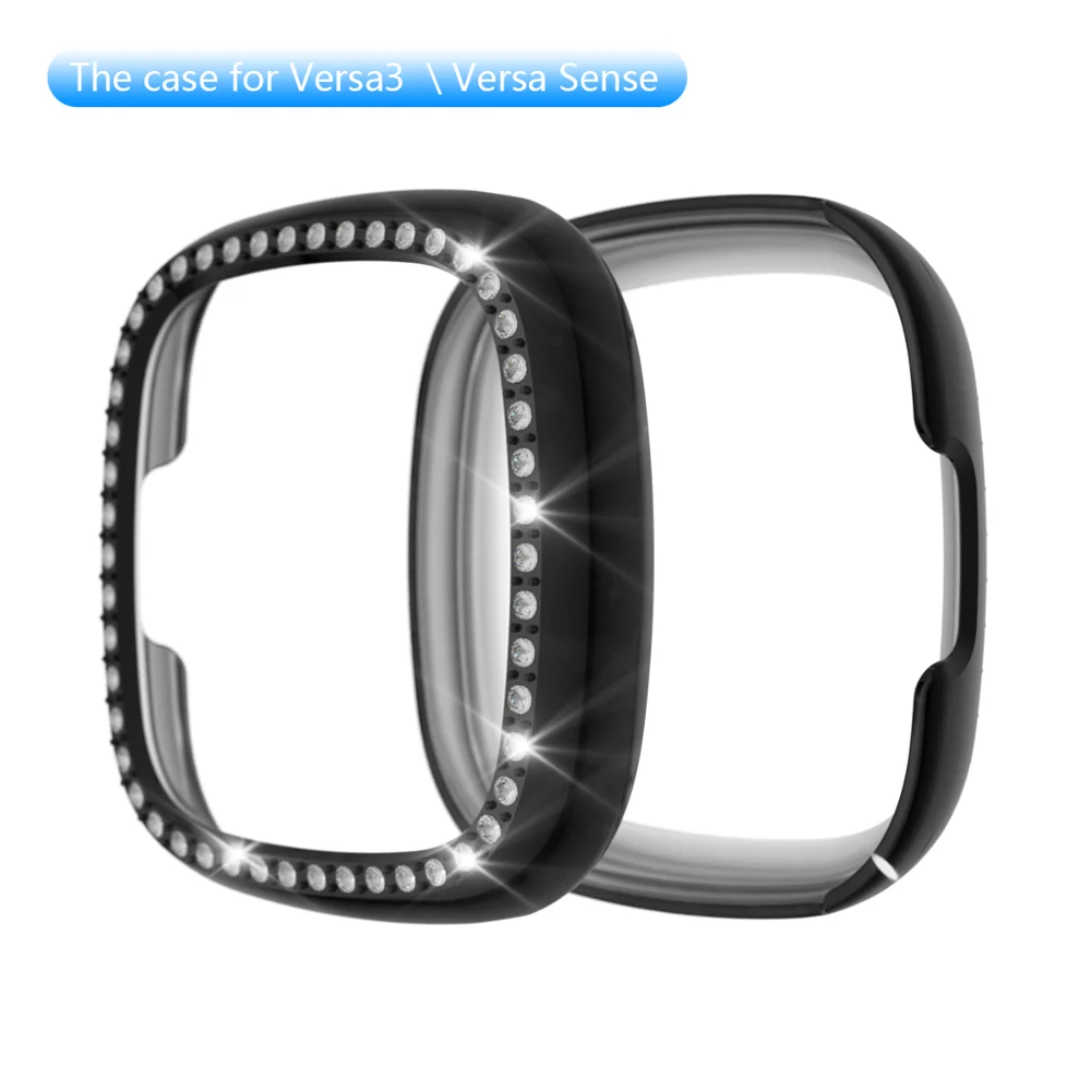 Divat Strasszos Esetben Smartwatch PC burkolata Üres Keret Protector Nézni Képernyő Védő Fitbit Versa 3/az Értelemben Óra Kép 1 