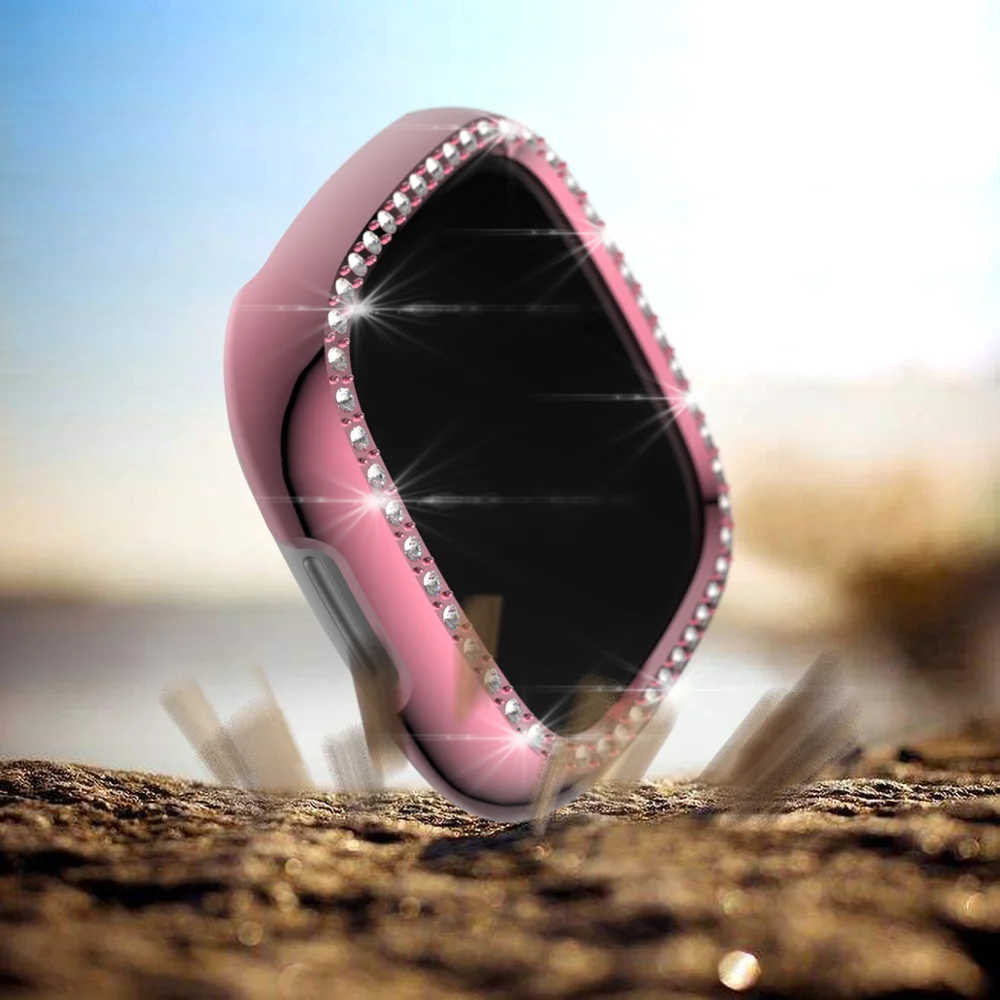 Divat Strasszos Esetben Smartwatch PC burkolata Üres Keret Protector Nézni Képernyő Védő Fitbit Versa 3/az Értelemben Óra Kép 4 