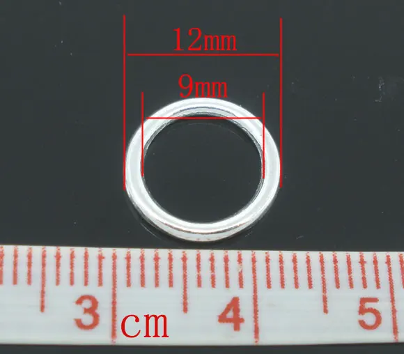 DoreenBeads fém Cink ötvözet Zárt Forrasztott Ugrás Gyűrű Kerek ezüst színű 12.0 mm( 4/8