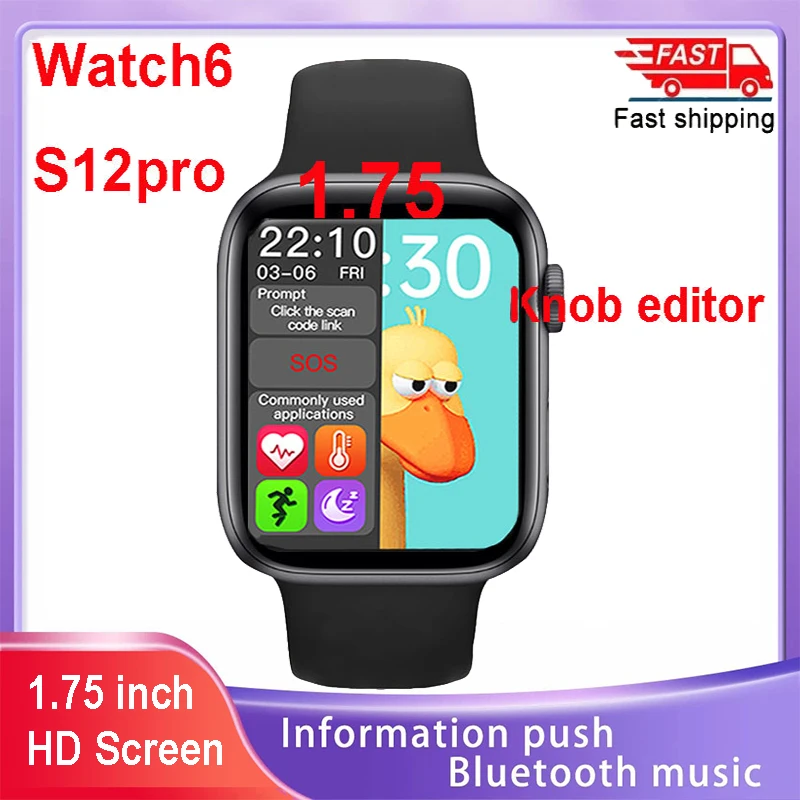 Eredeti S12PRO watch6 1.75 hüvelyk smart óra Bluetooth hívás nézni, IP68 vízálló kettős UI pulzusmérő fitness tracker PKT500 T900