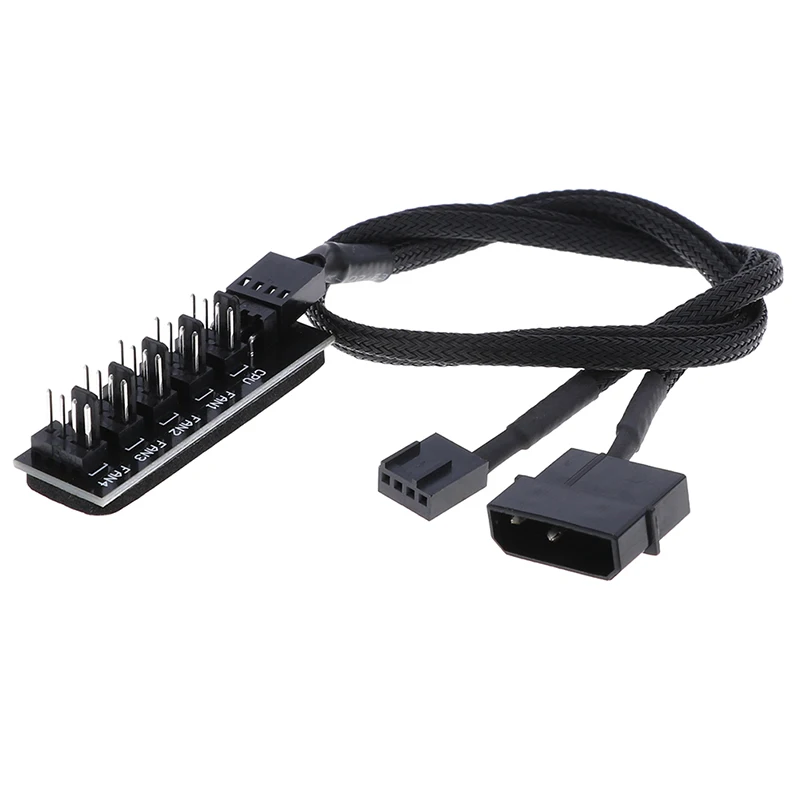 Fekete hosszú Ujjú Kabát 40cm 1 5 4-pólusú PWM CPU-Hűtő/ Case/ Chasis hűtőventilátor hálózati Kábel Elosztó Elosztó Adapter