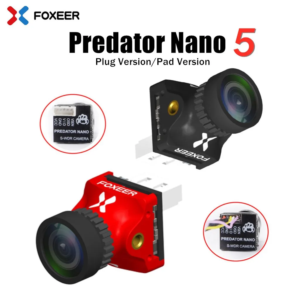 Foxeer Ragadozó Nano V5 FPV Fényképezőgép 14*14 mm Super WDR OSD 4ms Latency kapcsolható PAL/NTSC 2 Inch beltéri FPV Racing Drón