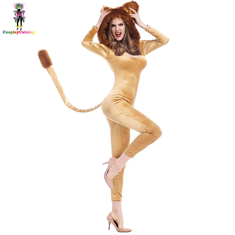Halloween Állat Cosplay Oroszlán Deluxe Felnőtt Szexi Női Jelmez Ördögi Oroszlán Jelmez Hangulatos Szexi Fox Lány Egyenruhát 155-180 cm