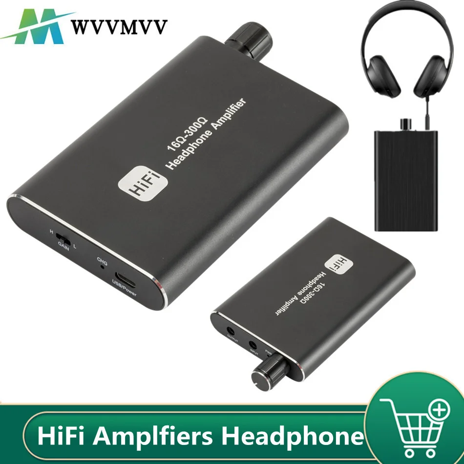 HiFi Amplfiers Fejhallgató Fülhallgató Erősítő Hordozható Aux-In csatlakozó A Telefon Android zenelejátszó AMP 3,5 mm-es Jack Kábellel