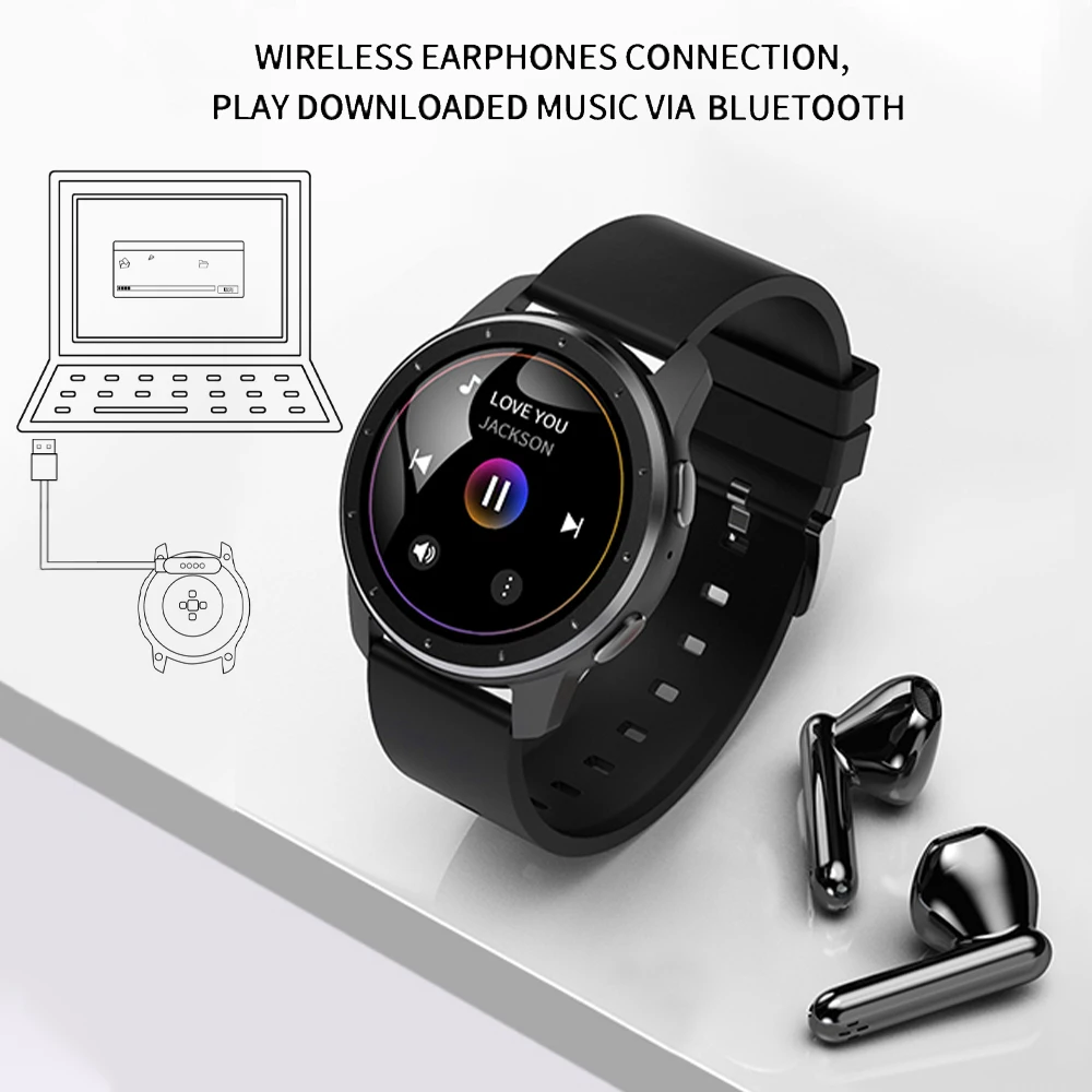 Intelligens Karóra Karkötő Bluetooth Hívás pulzusmérő Sport Fitness Tracker MP3 PlayerComes fejhallgató Órák Android iOS Huawei