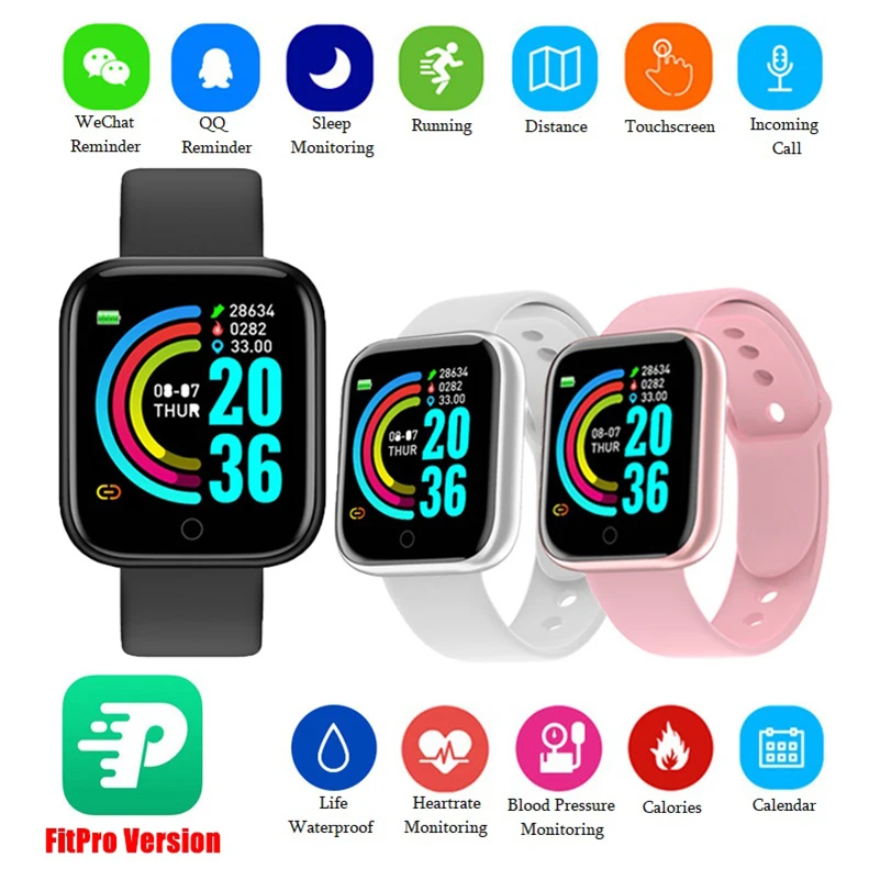 Intelligens Karóra vérnyomásmérő Óra Bluetooth Vízálló IP67 Sport Digitális Smartwatch Android IOS Y68 D20