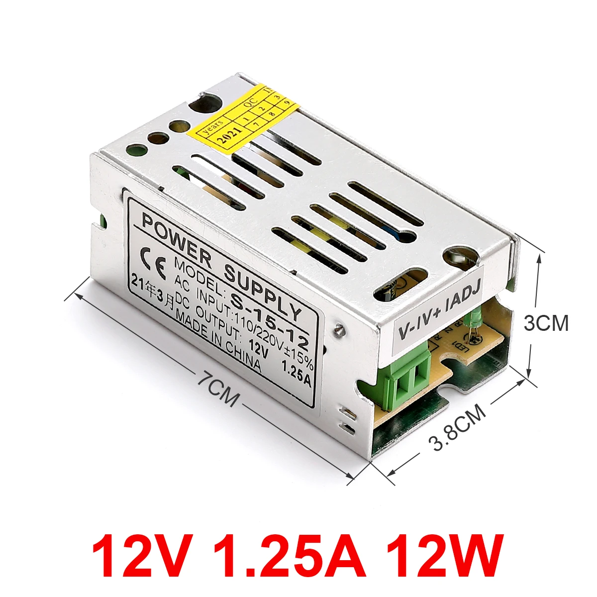 Kapcsolóüzemű tápegység lámpa transzformátor 12v 1.25 EGY 12W LED szalag zárt láncú TV adapter