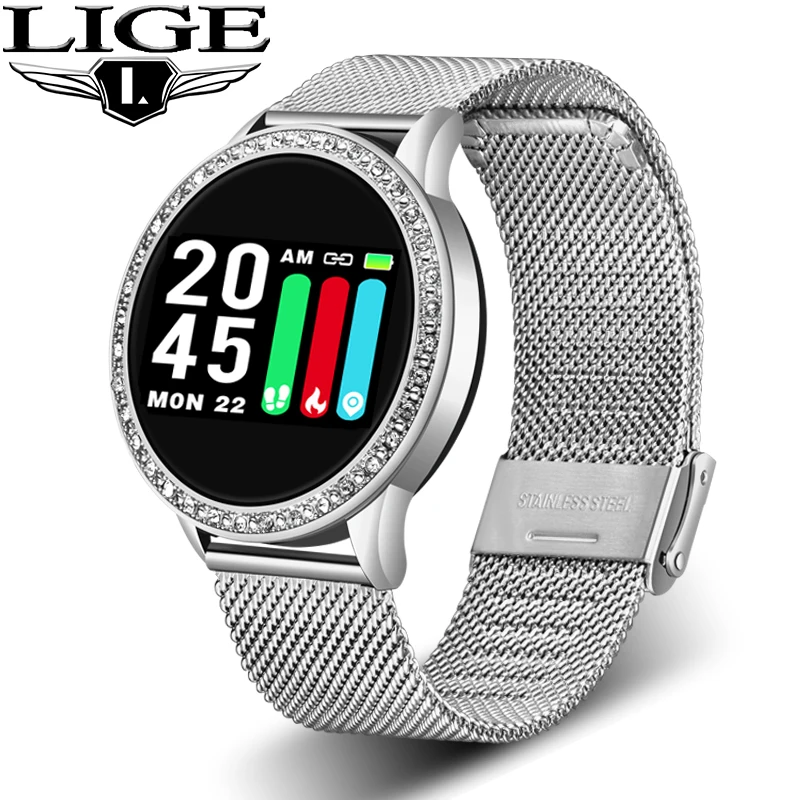 LIGE Új Smart Óra IP67 Vízálló pulzusmérő Vérnyomás Fitness Sport Tracker Smartwatch Nők Android iOS Lépésszámláló