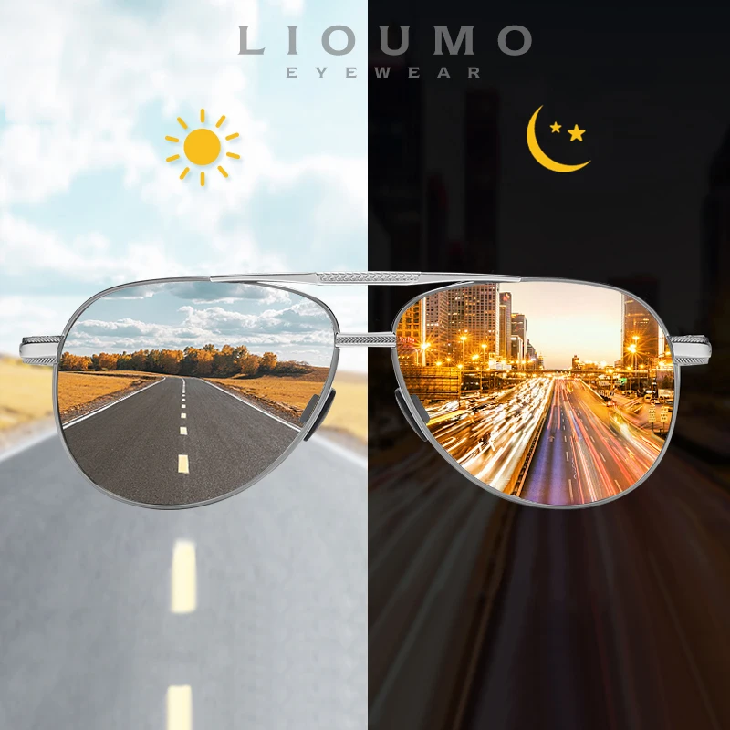 LIOUMO Magas Minőségű Napszemüveg Férfi Polarizált Photochromic napszemüvegek Kaméleon Vezetés Védőszemüveg Nők gafas de sol hombre