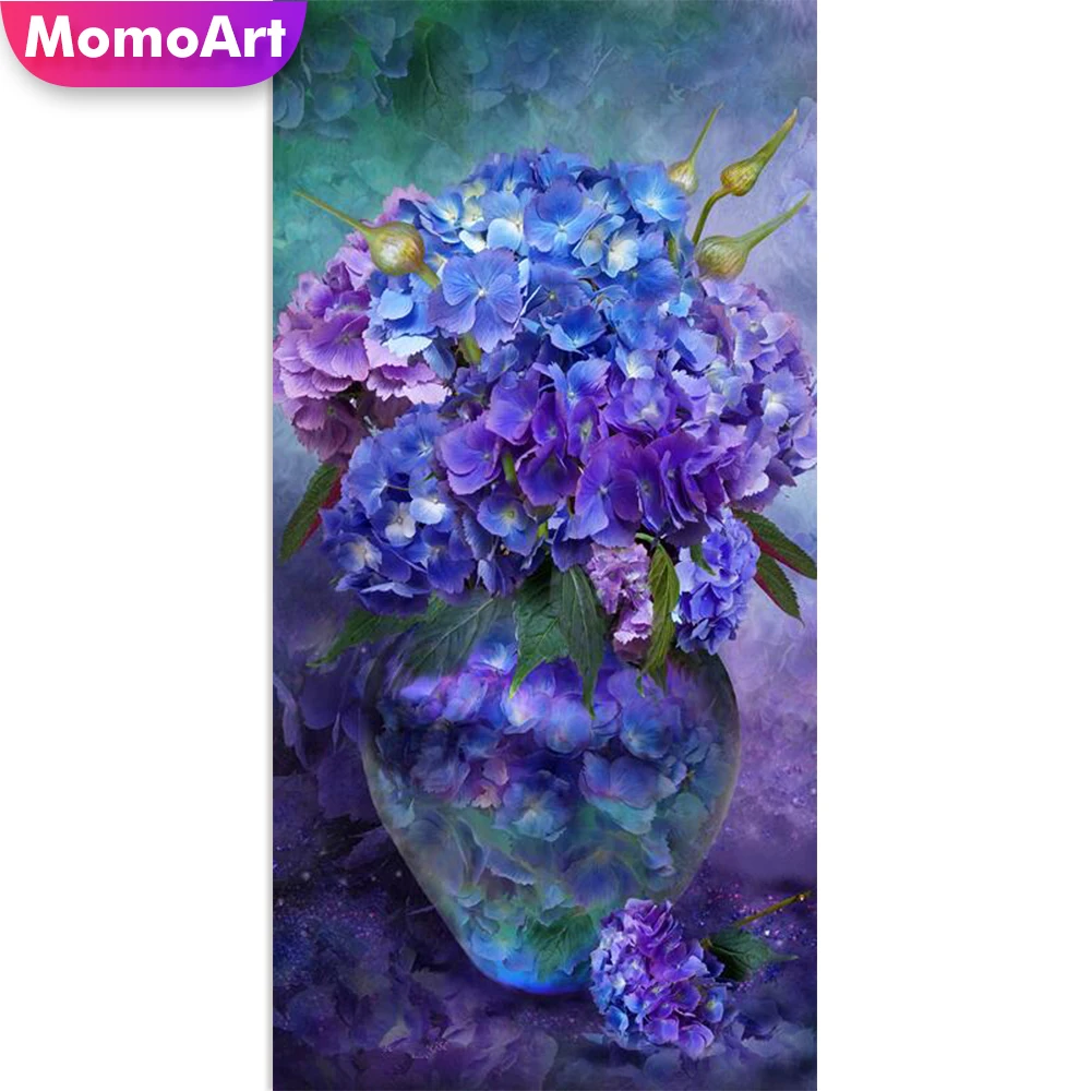 MomoArt DIY Teljes Fúró Gyémánt Tér Hímzett Virág Gyémánt Festmény Váza Strassz Violet Mozaik Haza Fali Dekoráció