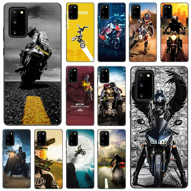Moto Cross Motorkerékpár Sport Telefon tok Samsung Galaxy S22 Pro S20 S21 FE Ultra S10-Lite S8 S9 S10E S10 Plus Fekete Borító