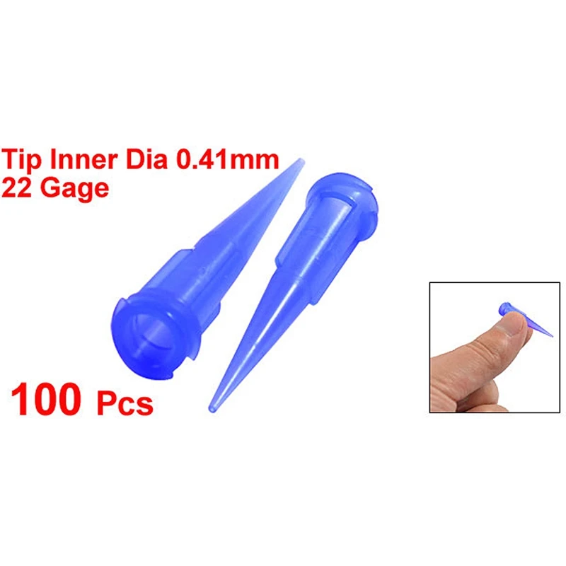 Műanyag/Rozsdamentes Acél Ipari Adagoló Tű Hegye, a 22-es Nyomtávú, 0.41 mm-es Nyílás Méret, Kék (Csomag 100)