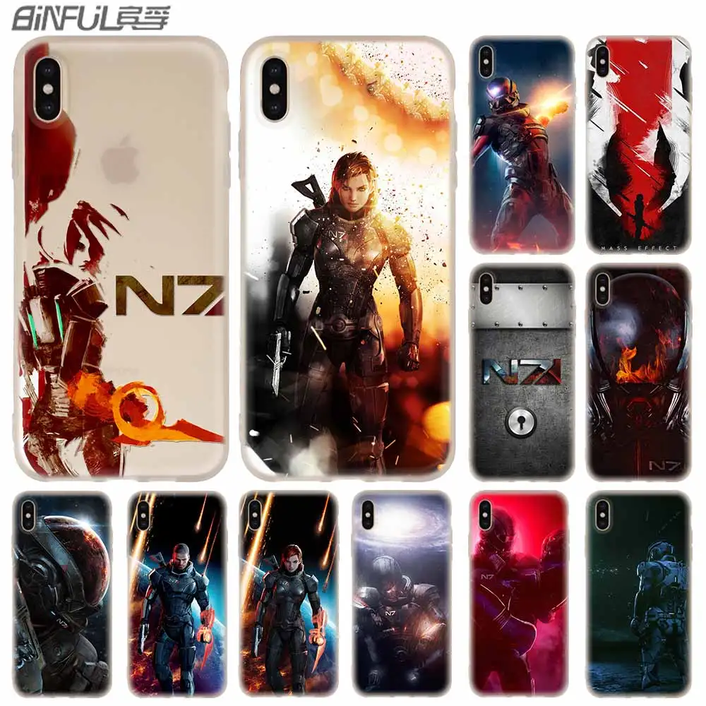 N7 Mass Effect Puha Szilikon tok iPhone 13 11 12 Pro X XS Max XR 6 6 7 8 Plusz SE Mini Borító
