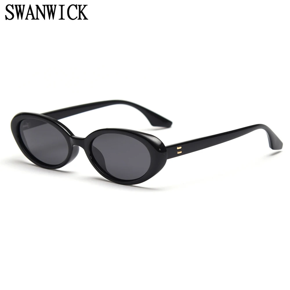 Swanwick, hatósági kis keret férfiak ovális polarizált napszemüveg női fekete, barna UV400 retro nap árnyalatú fekete, Európai stílusú Nyári szabadtéri